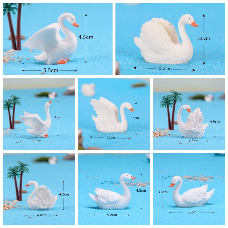 Mini Fairy Garden Animals Cute Resin Swan Model Wholesale Fairy Garden Accessories Supplies Miniture Fairy Garden Ornament Small Artificial Birds Figurine Kids Gifts Terrarium Fairy Garden Kits Decoration Table Decor